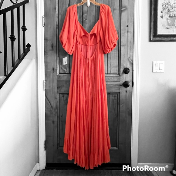 KLEID coral asymmetrical hem maxi dress, size M, NWT - Picture 2 of 16